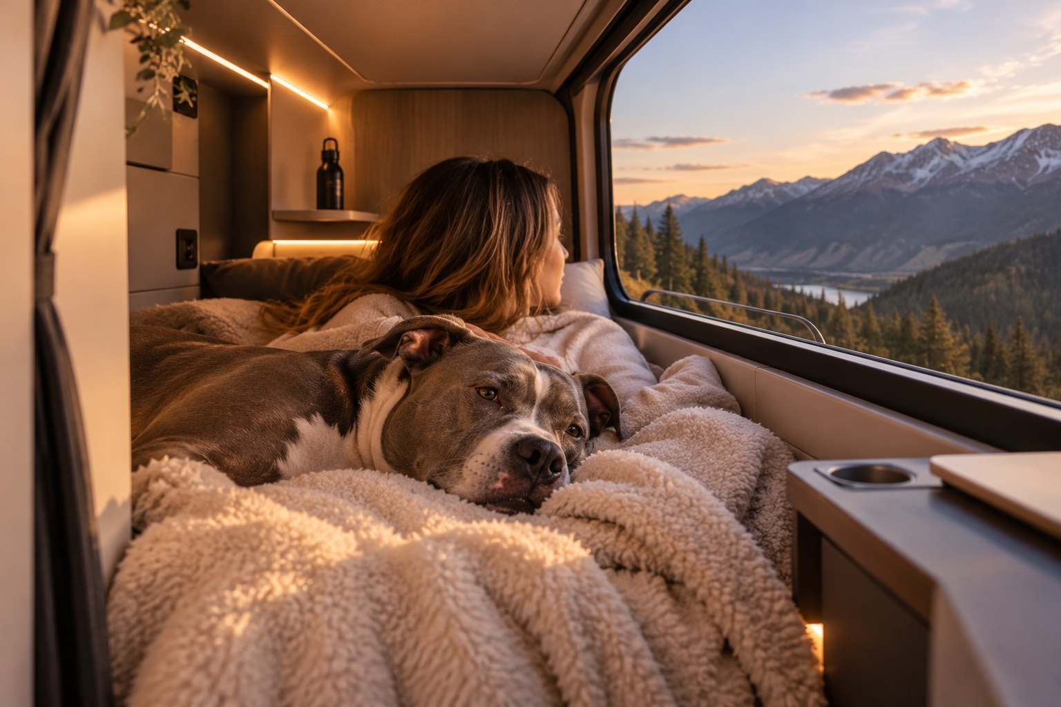 Dog resting beside a travel window